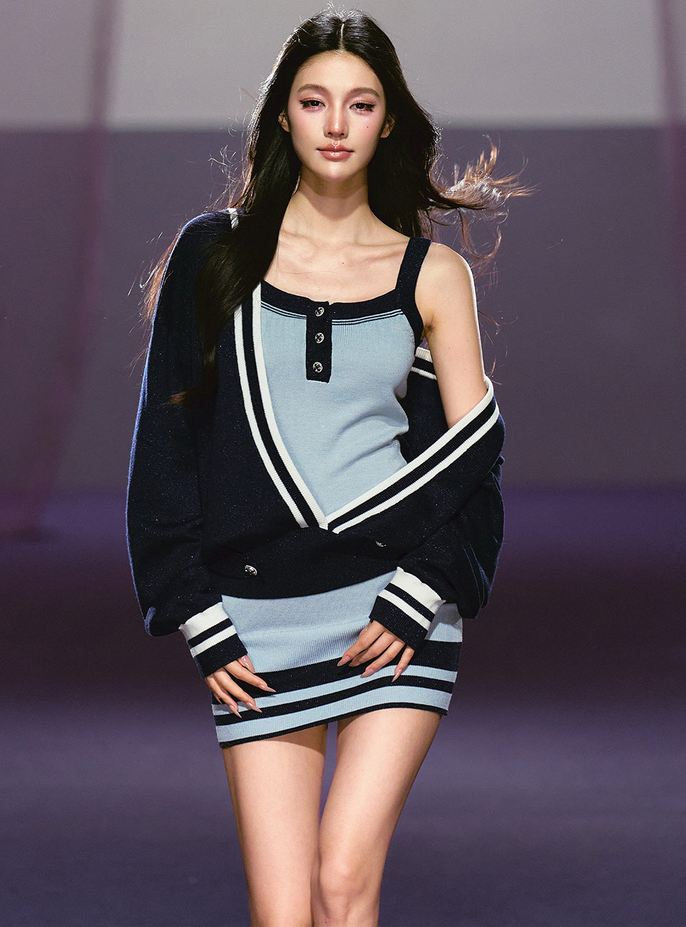 Varsity V-Neck Knit & Dress Set