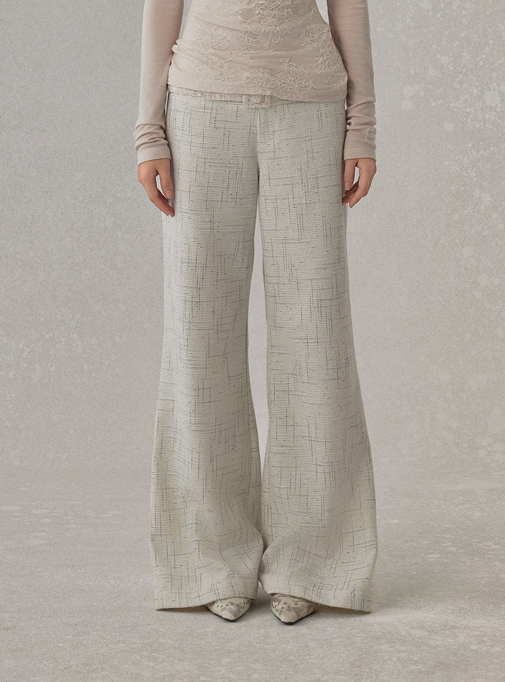 Soft Grid Texture Straight Pants