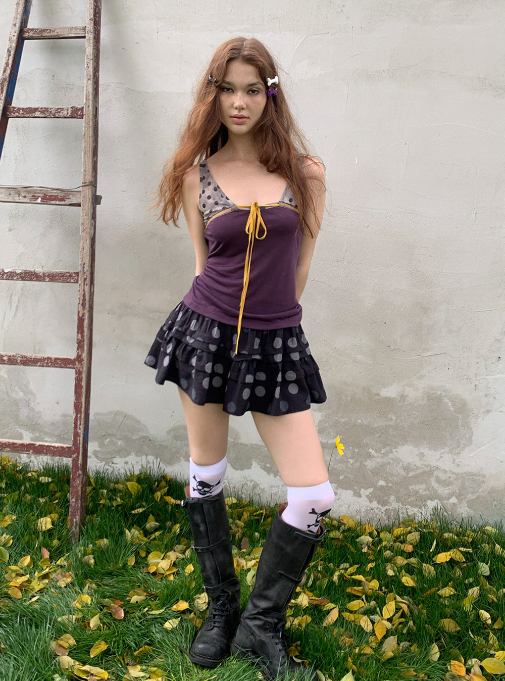 Polka Tiered Mini Skirt