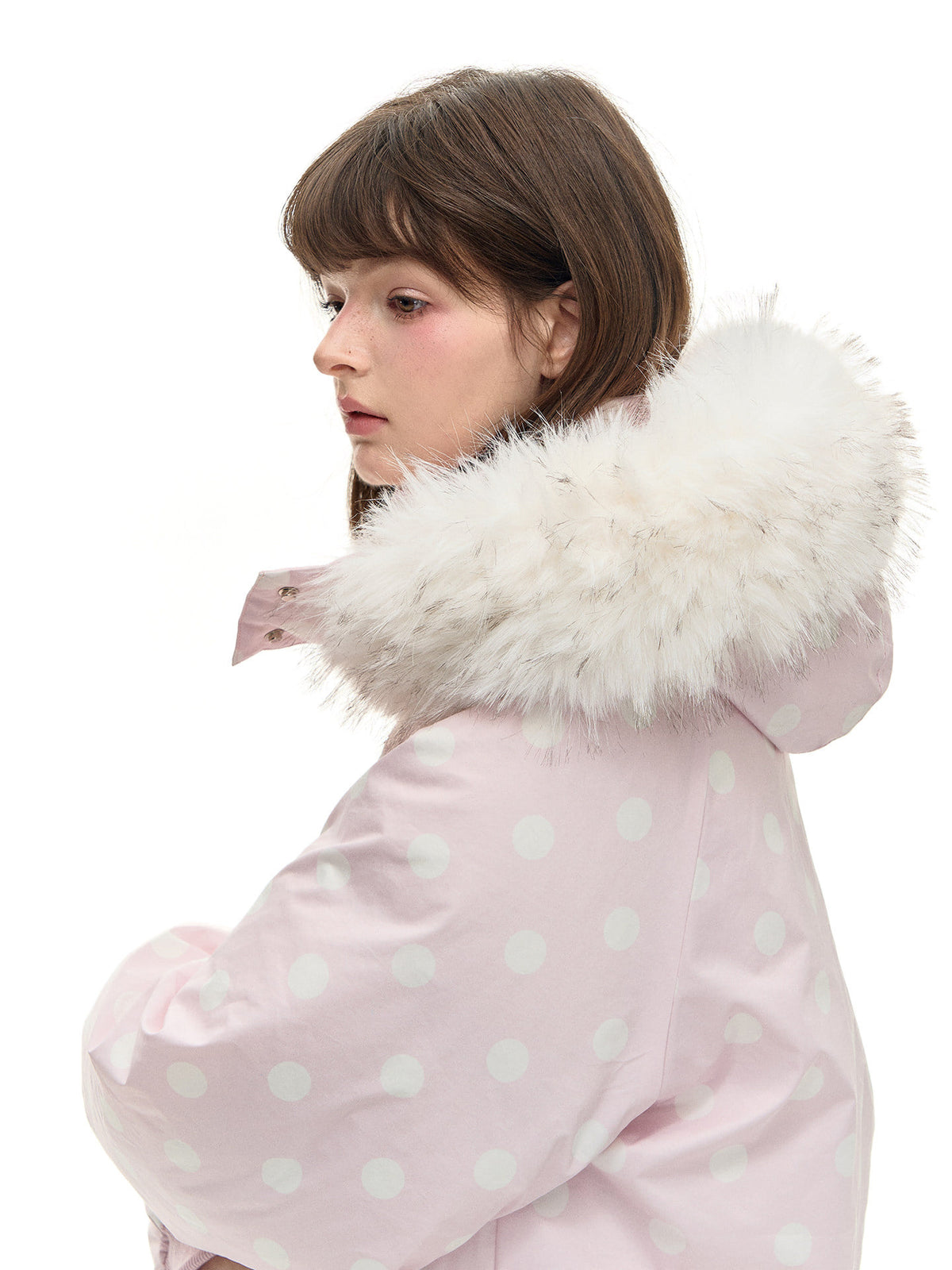 Romance Nanci Oversized Pink Dot Down Jacket