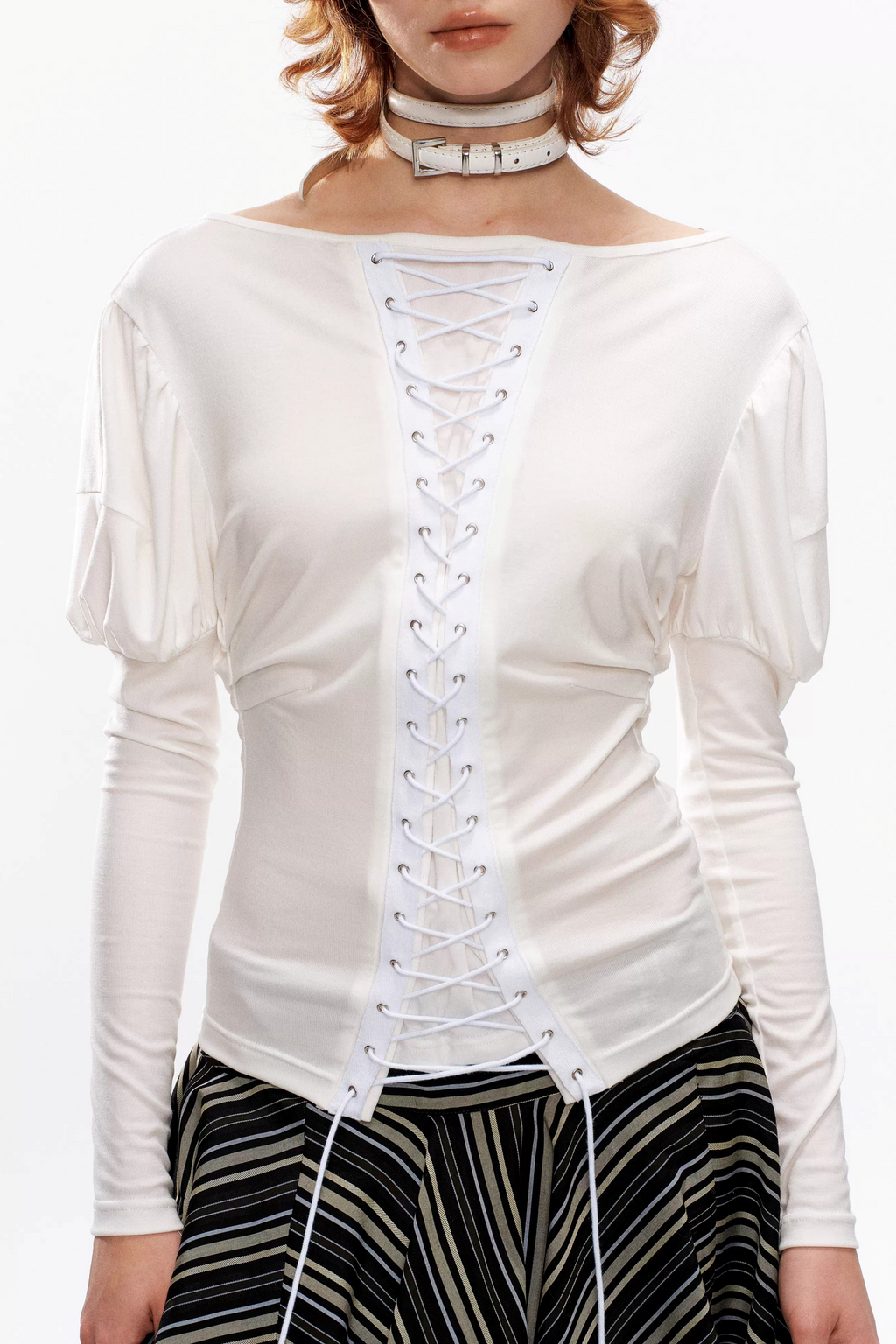 Retro Knit Off-Shoulder Top