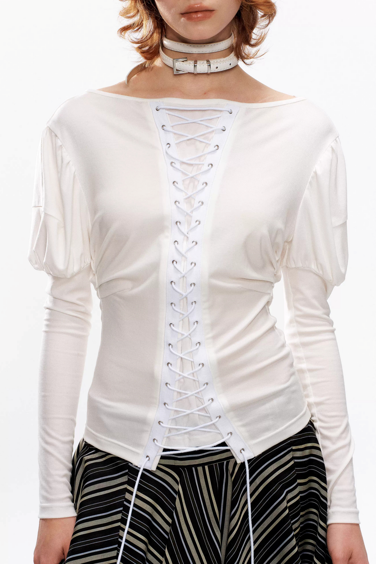 Retro Knit Off-Shoulder Top