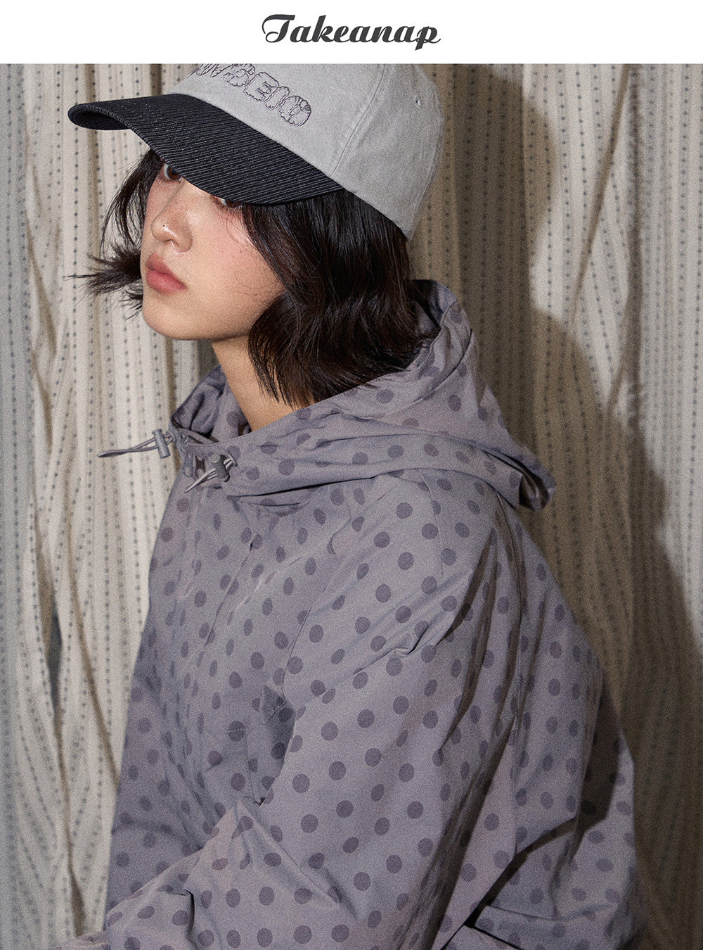 Ash Gray Polka Dot Windbreaker