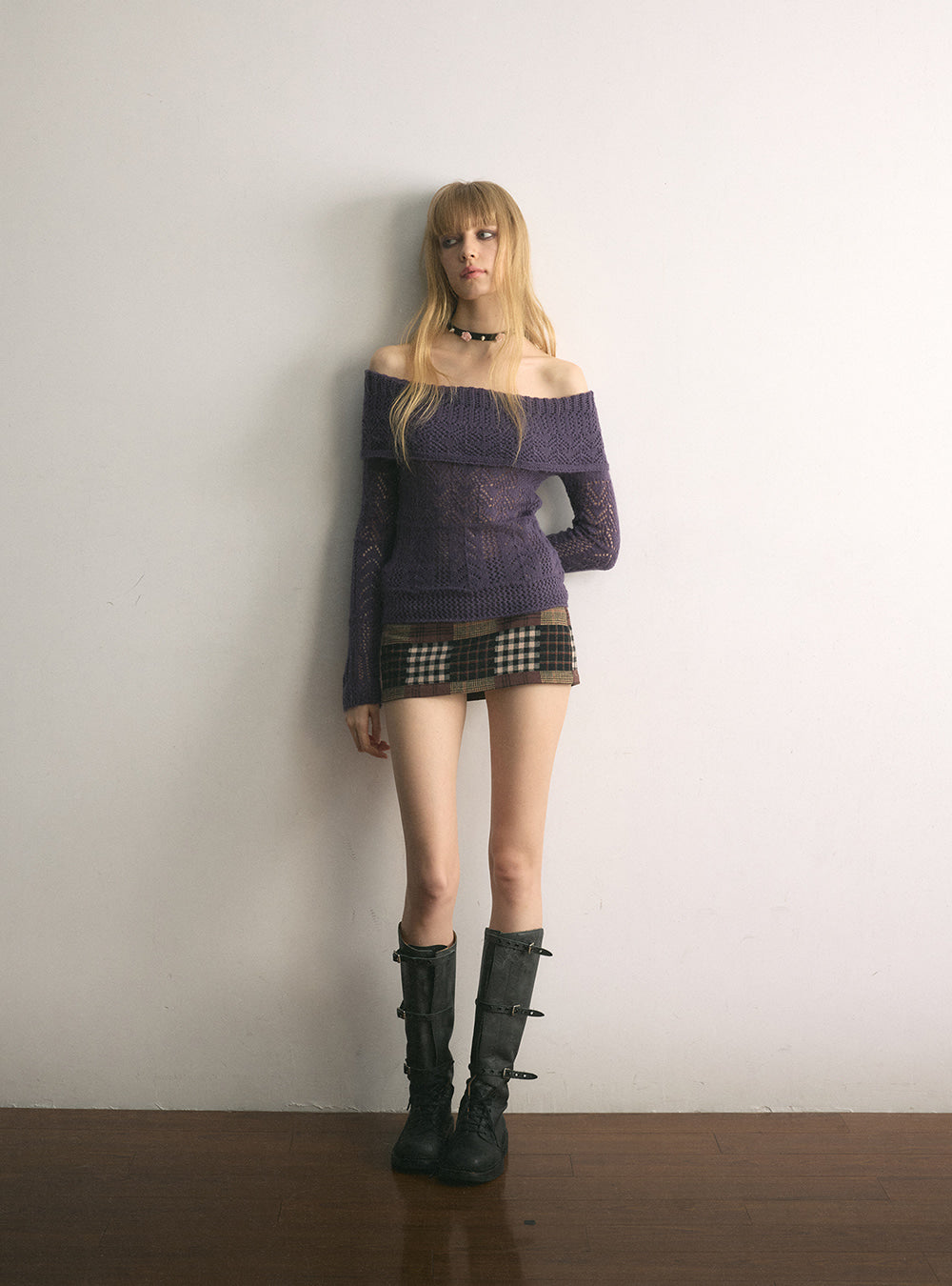 Violet Off Shoulder Knit Top
