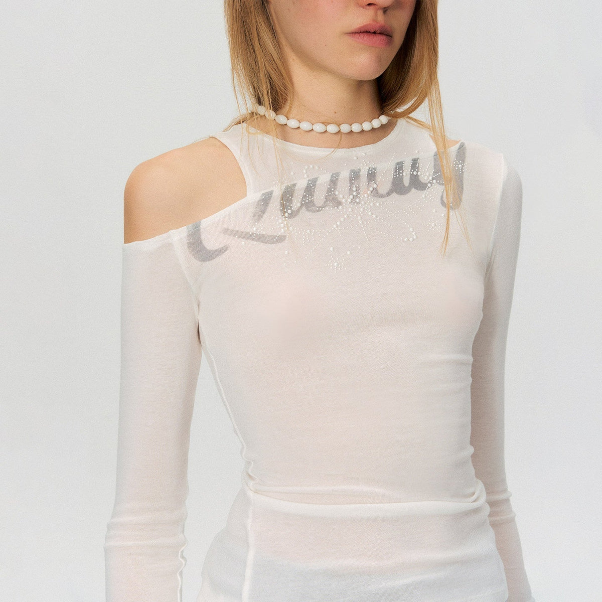Rhinestone Vintage Slim Women Lyocell Blend Letter Print Long Sleeve Crop Tops