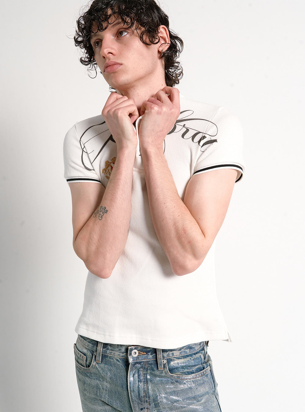 Script Crest Pique Polo Top