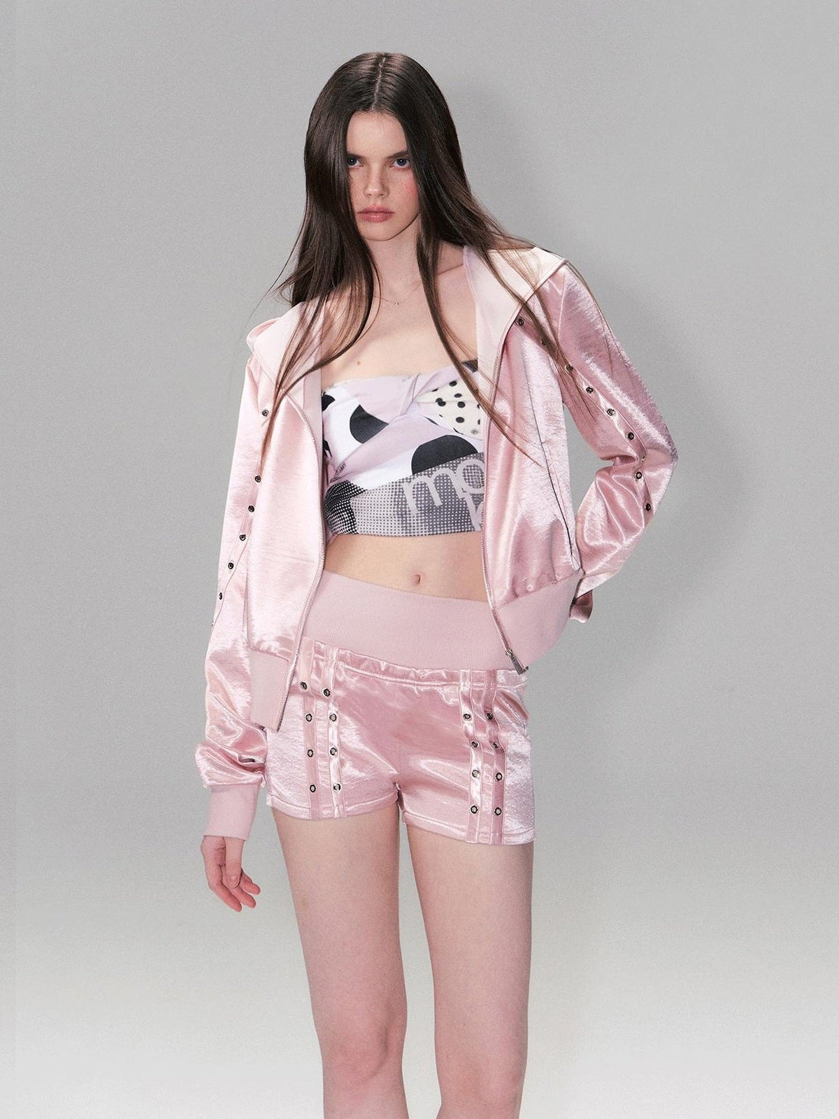 Cozy Cropped Two Piece Set Long Sleeve High Waist Shorts Women Solid Hoodie