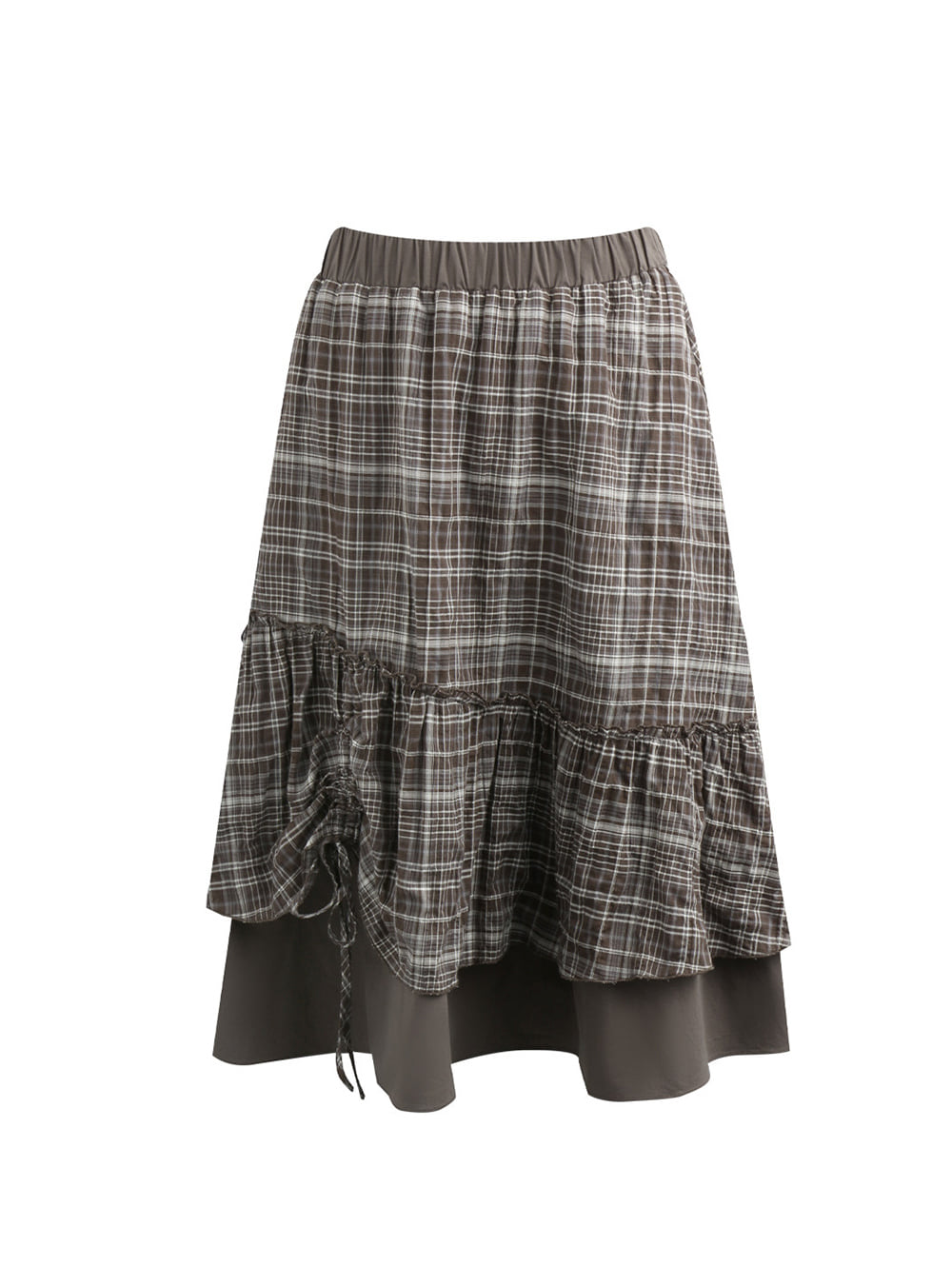Layered Grid Ruffle Skirt (2color)