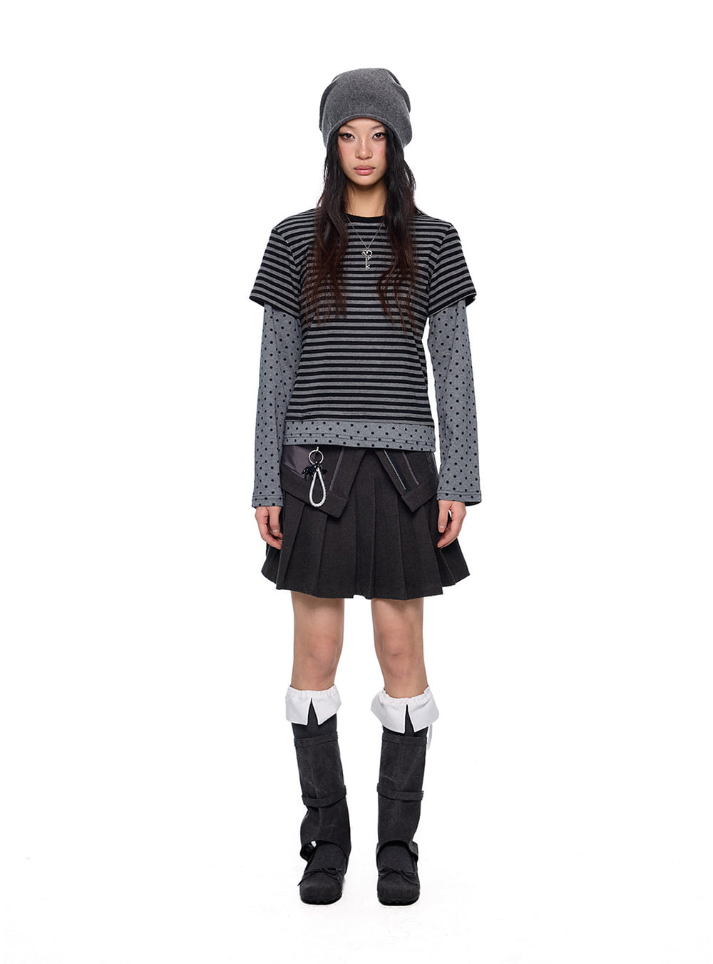 Stripe Dot Layered Top (2color)