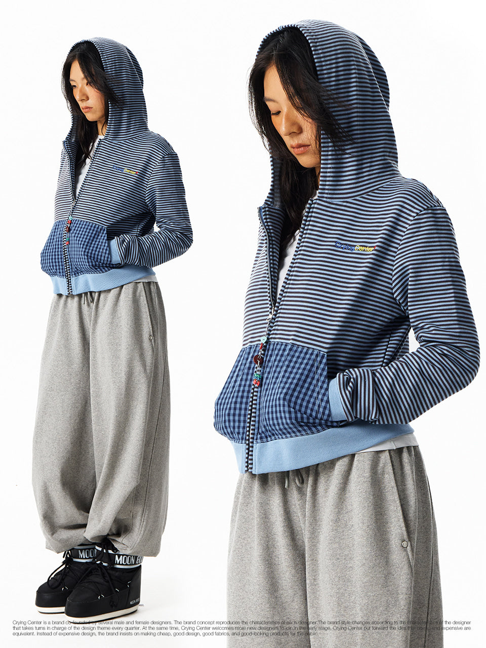 CryingCenter Striped Beaded Hoodie