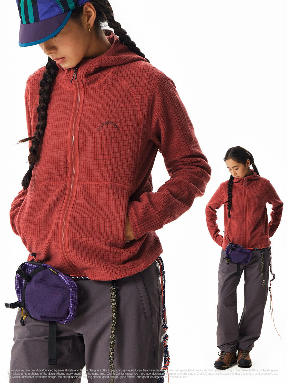 CryingCenter Slim Fit Mid-Layer Hooded Zip-Up