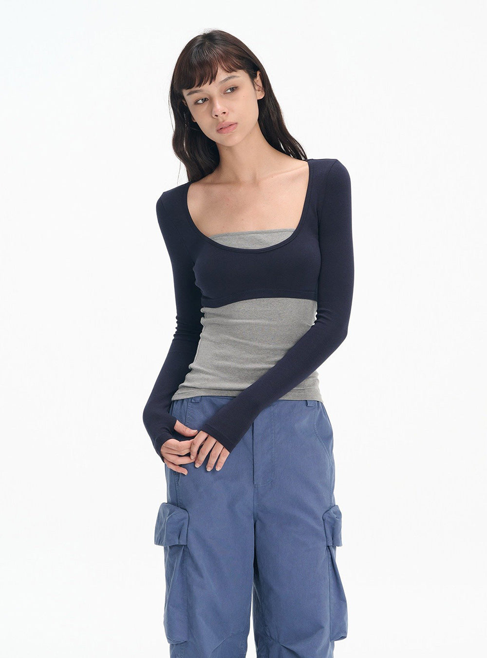 Layered Frame U Neck Top (2color)