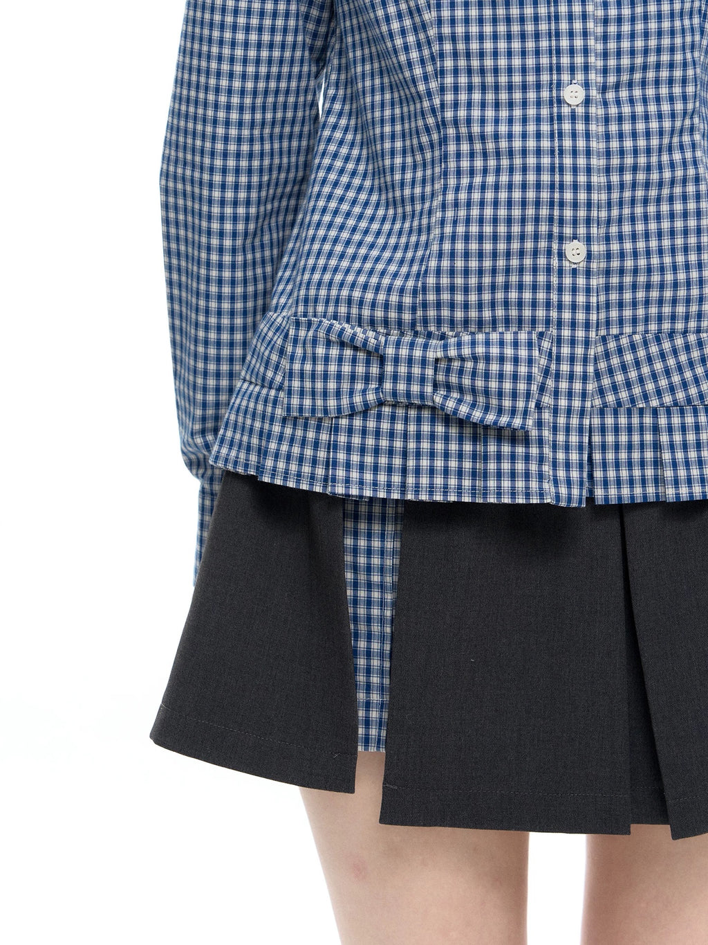 Romance Nanci Peter Pan Collar Long Sleeve Shirt Pleated Layered Top