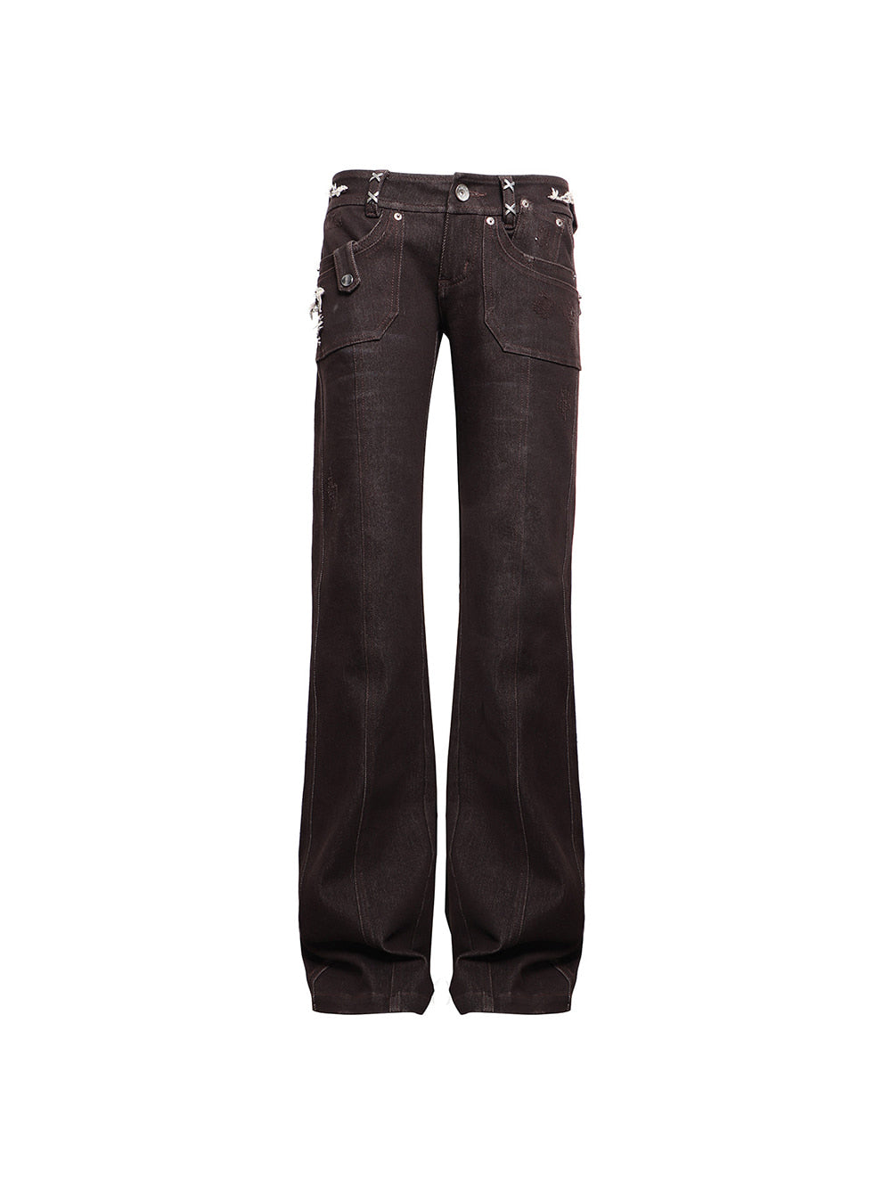 Dust Brown Grunge Low Rise Jeans