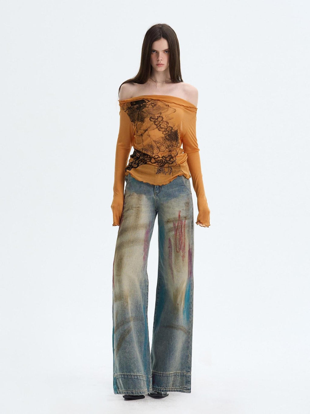 Washed Blue Button Fly Mid Rise Slight Stretch Sexy Straight Leg Jeans