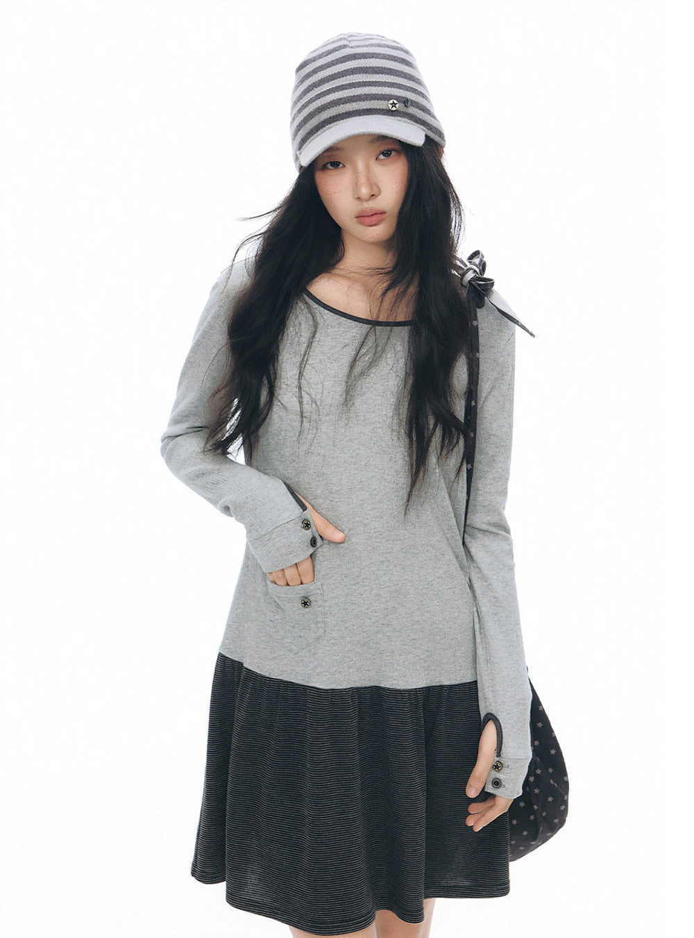 Contrast Panel Knit Dress