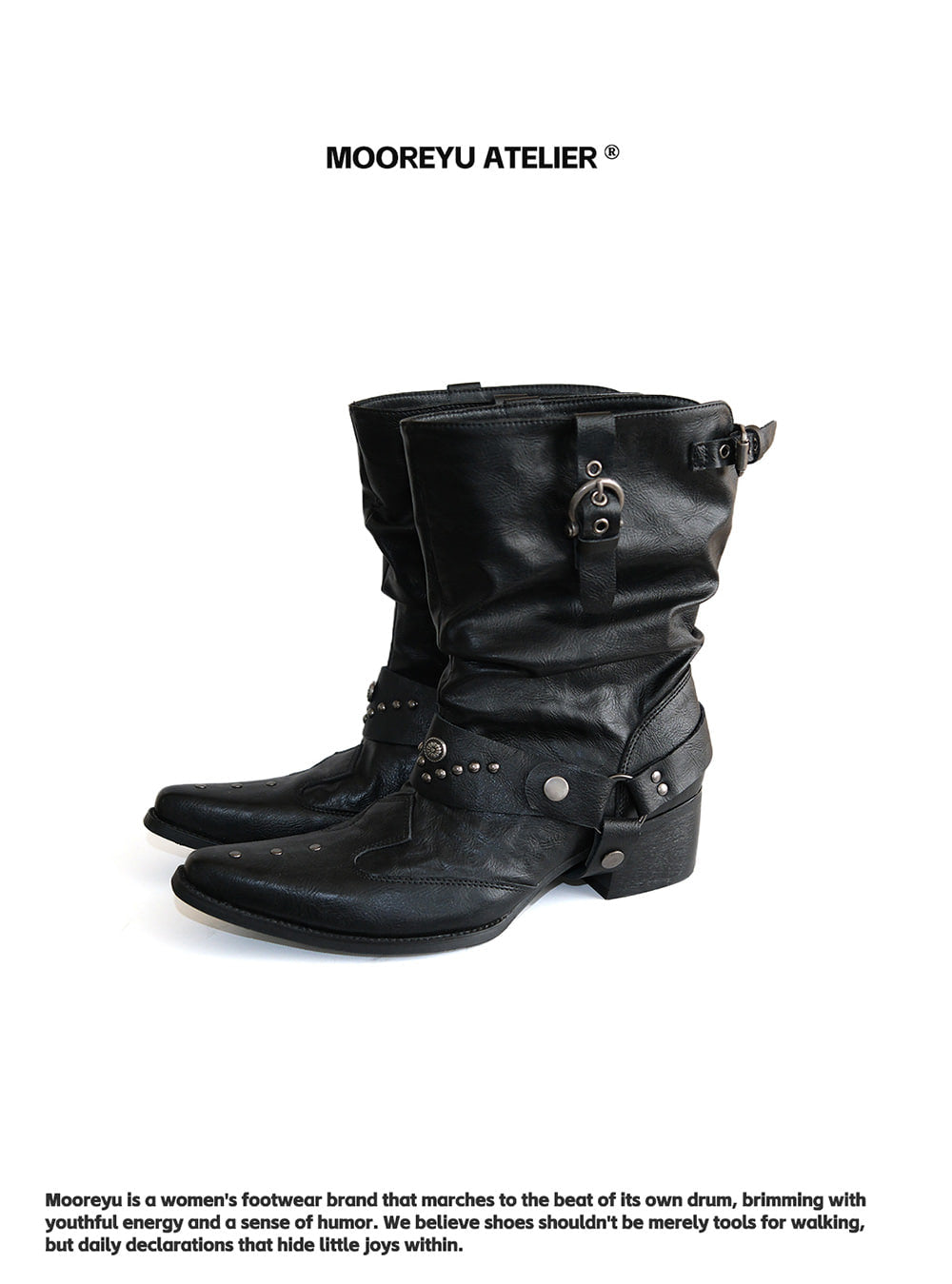 Black Sharp Leather Boots