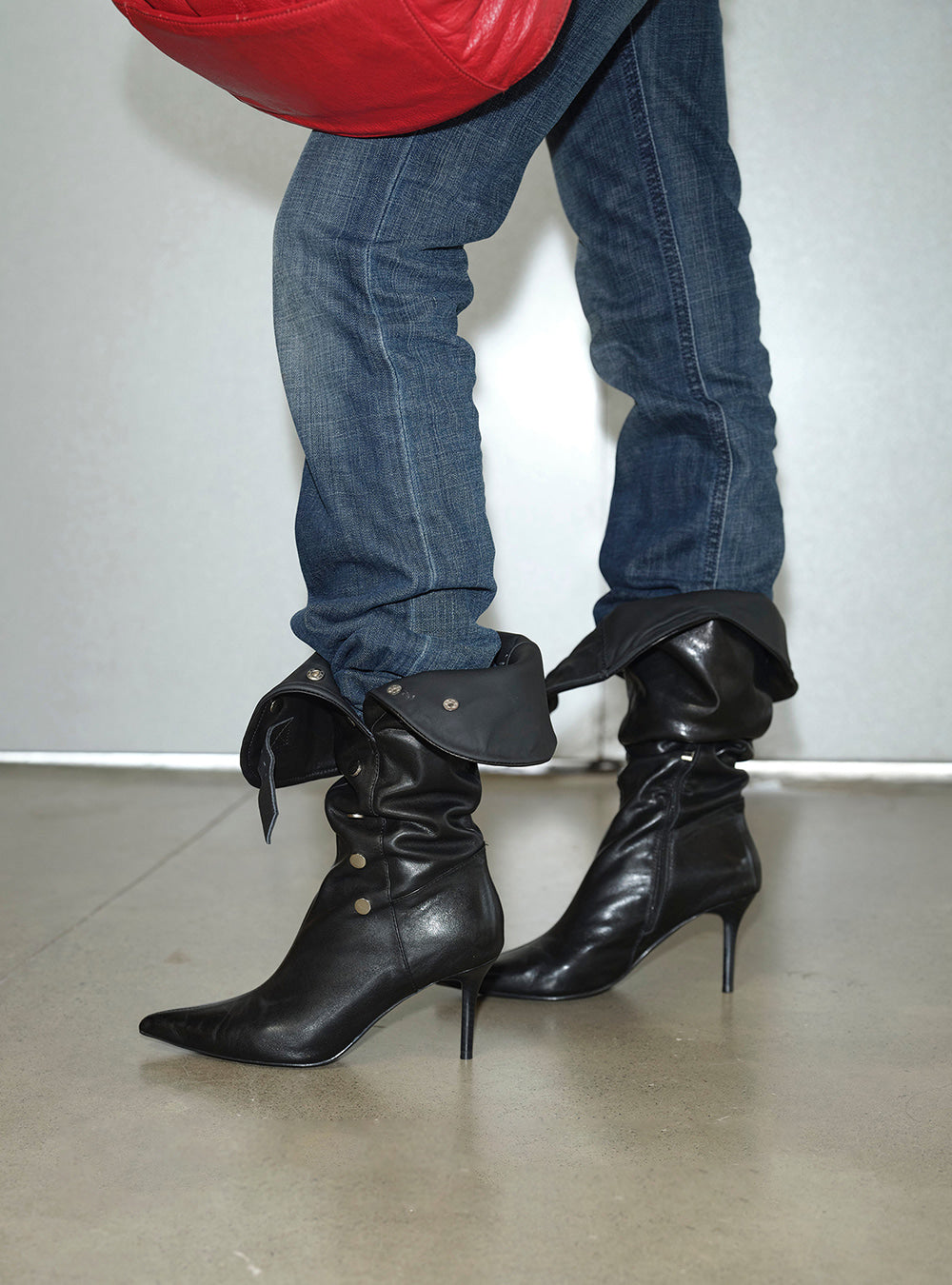 Sharp Pointed Buckle High Boots