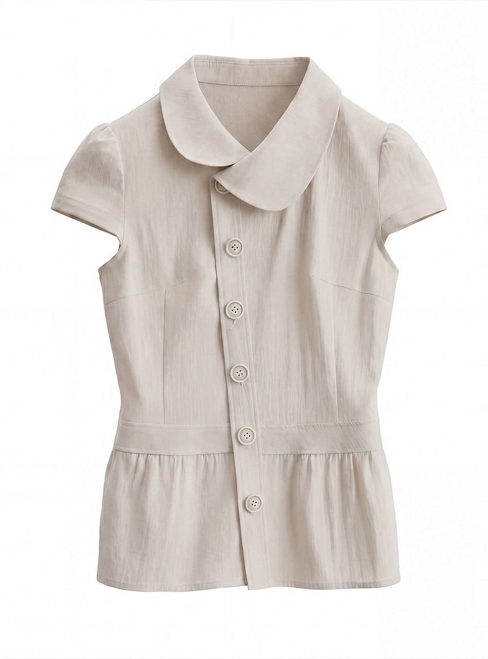 Soft Curve Collar Peplum Blouse (2color)