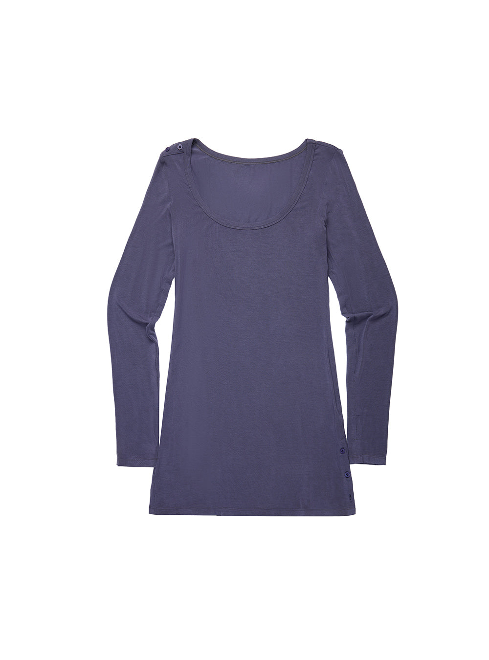 Scoop Neck Button Long Sleeve Top (2color)