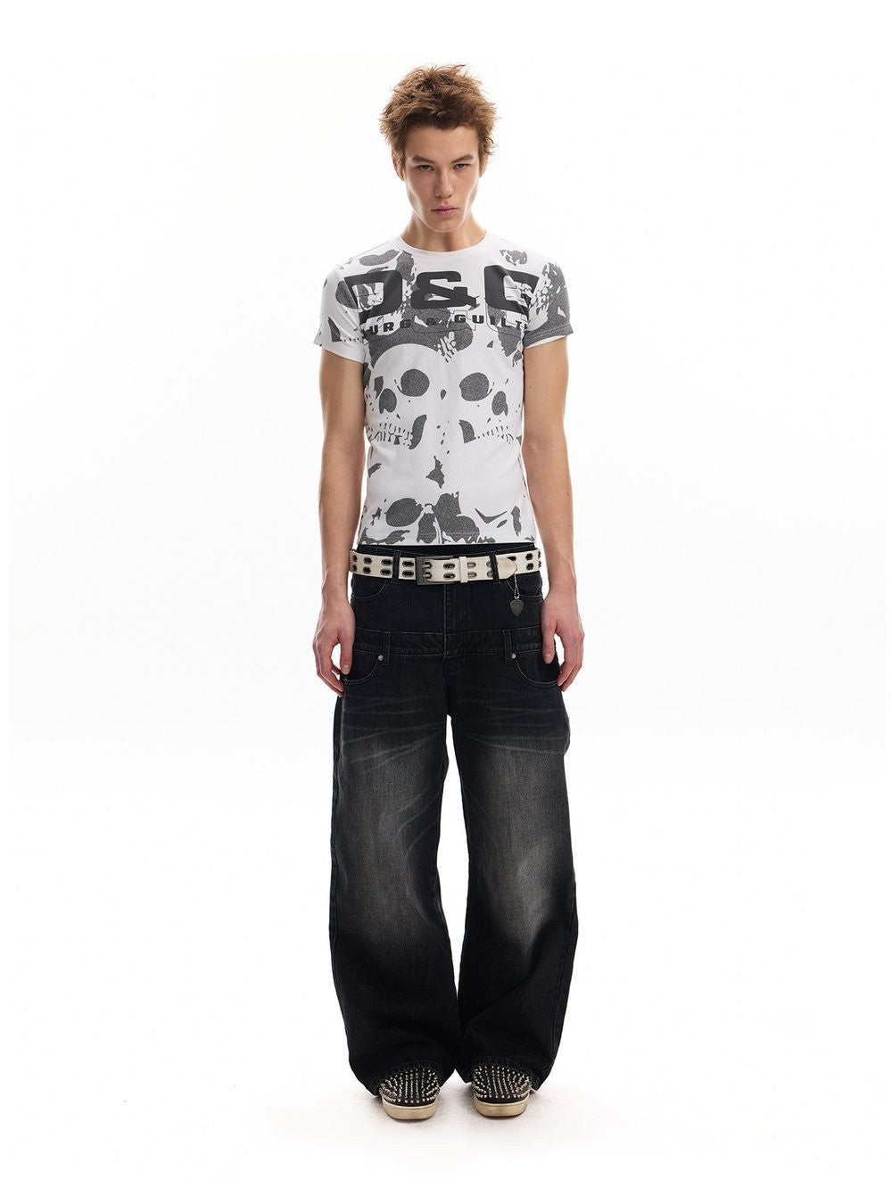 Skull Print Shoulder Top