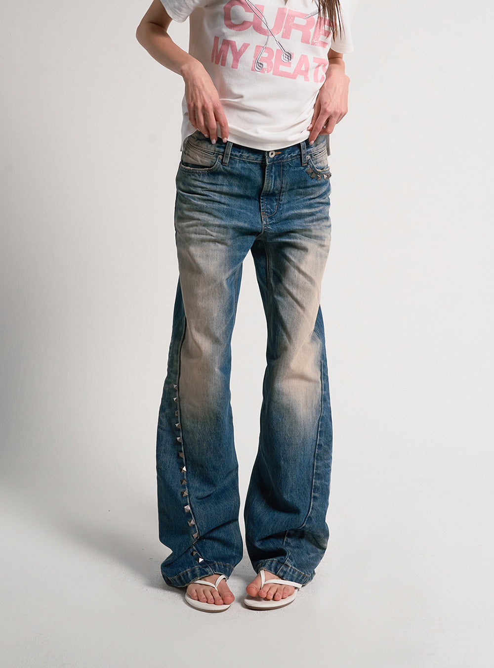 Rustfade Stud Flare Denim