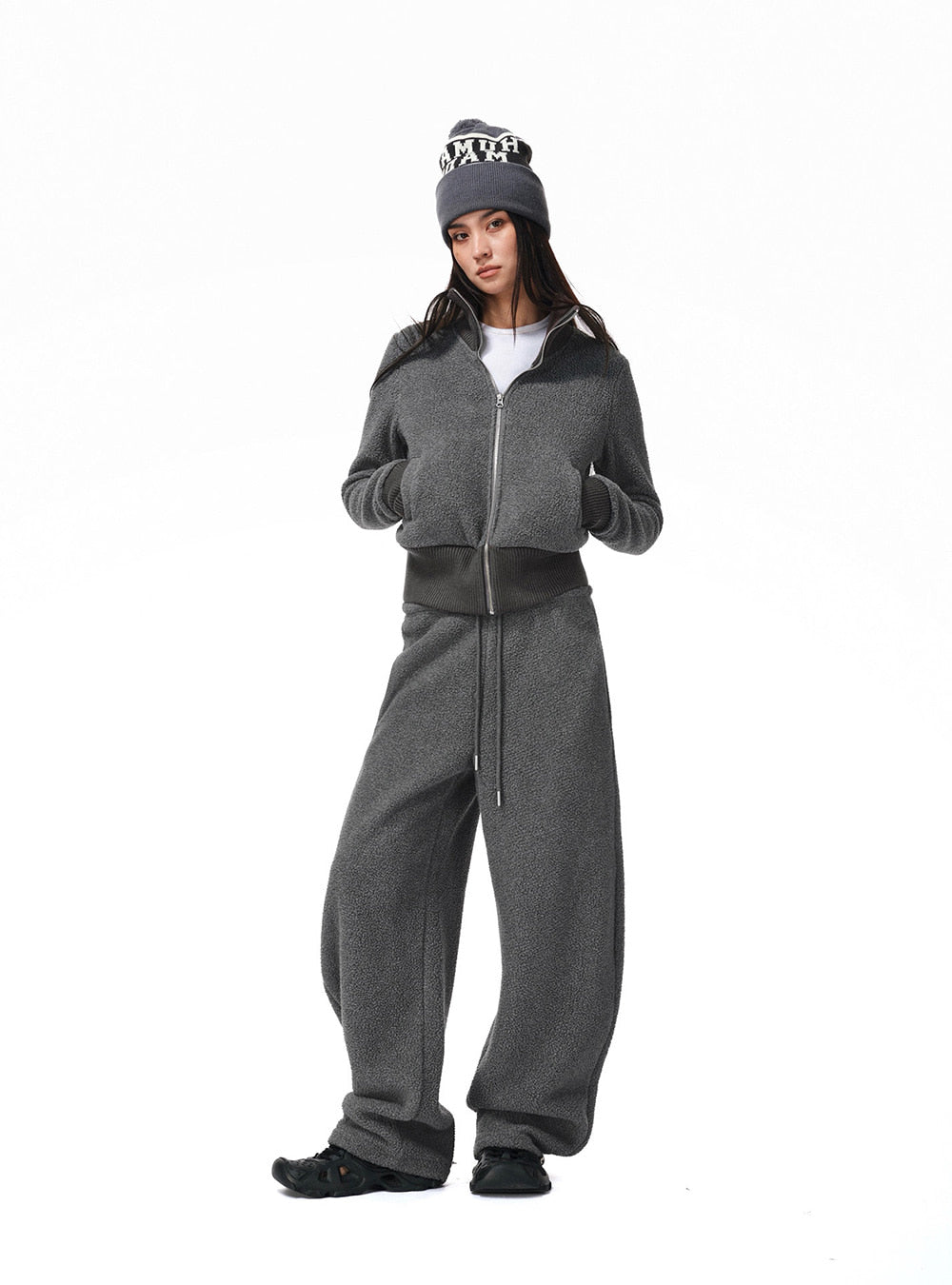 Soft Curve Zip-Up & Wide Pants (4color)