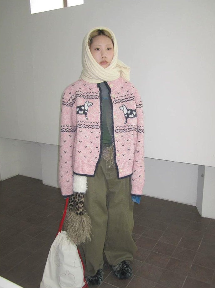 3months | SWEET JACQUARD HIGH NECK CARDIGAN【ID:TN00037】