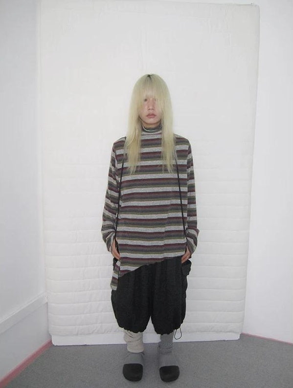 3months | HIGH NECK STRIPED TOP【ID:TN00052】