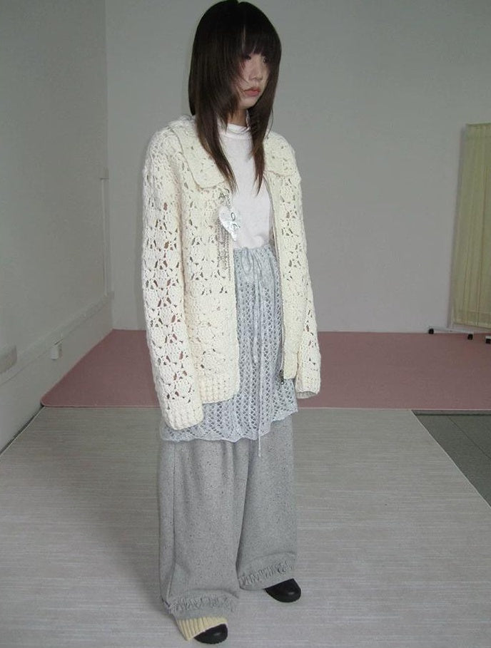 3months | HOLLOW ZIP KNITTED CARDIGAN【ID:TN00039】