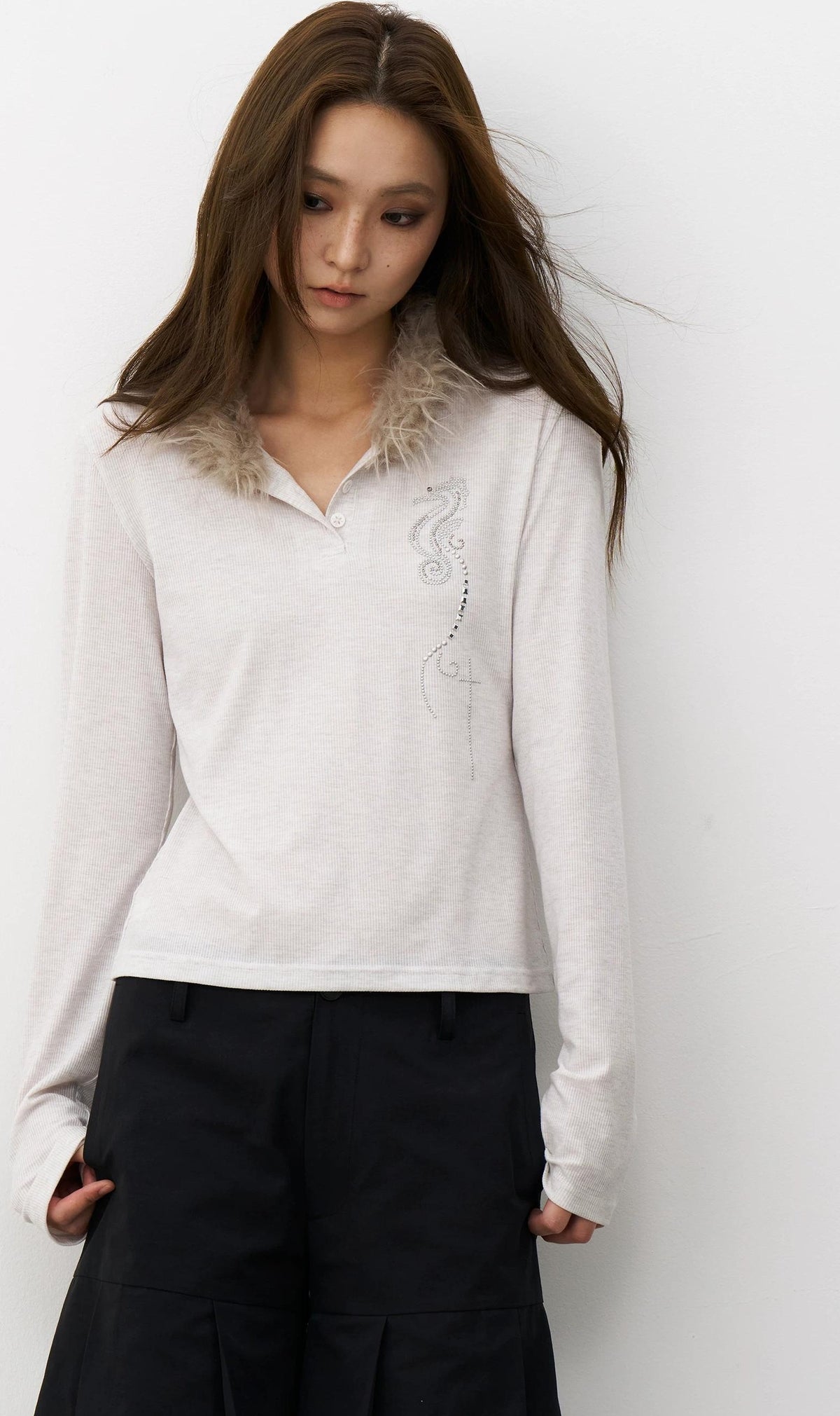 THELIGHT | VINTAGE HENLEY COLLAR TOP【ID:TN00103】