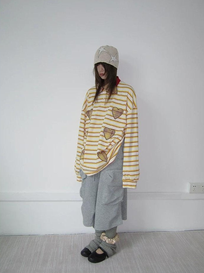 3months | 3D STRIPED DECORATIVE SWEATER【ID:TN00041】