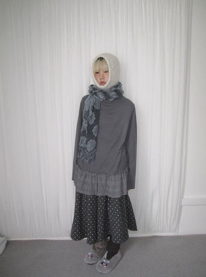 3months | LACE SPLICED HIGH NECK TOP【ID:TN00032】