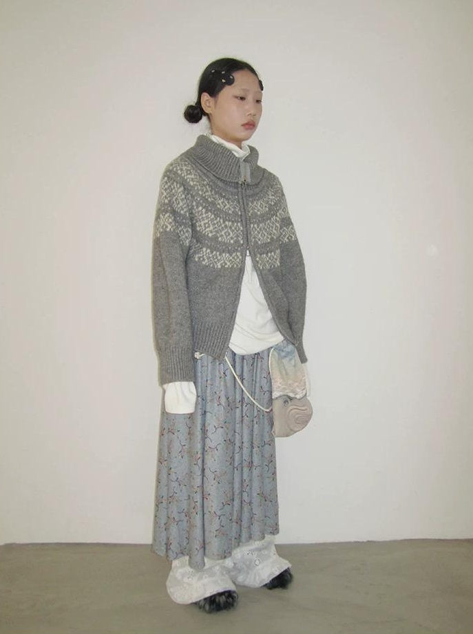 3months | CASUAL FAIR ISLE KNIT CARDIGAN【ID:TN00067】