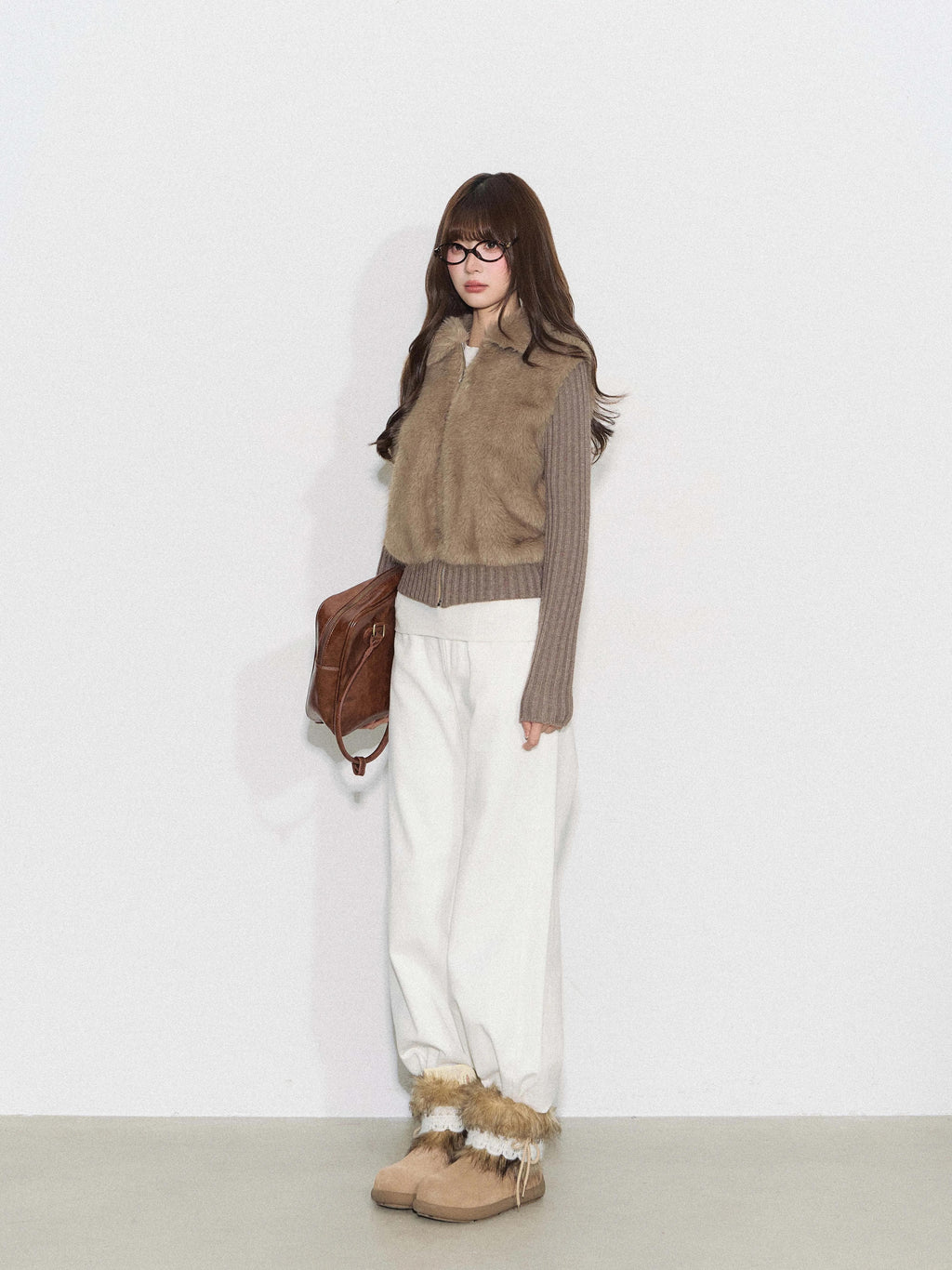 THELIGHT | FURRY SPLICED SHORT COAT【ID:TN00095】