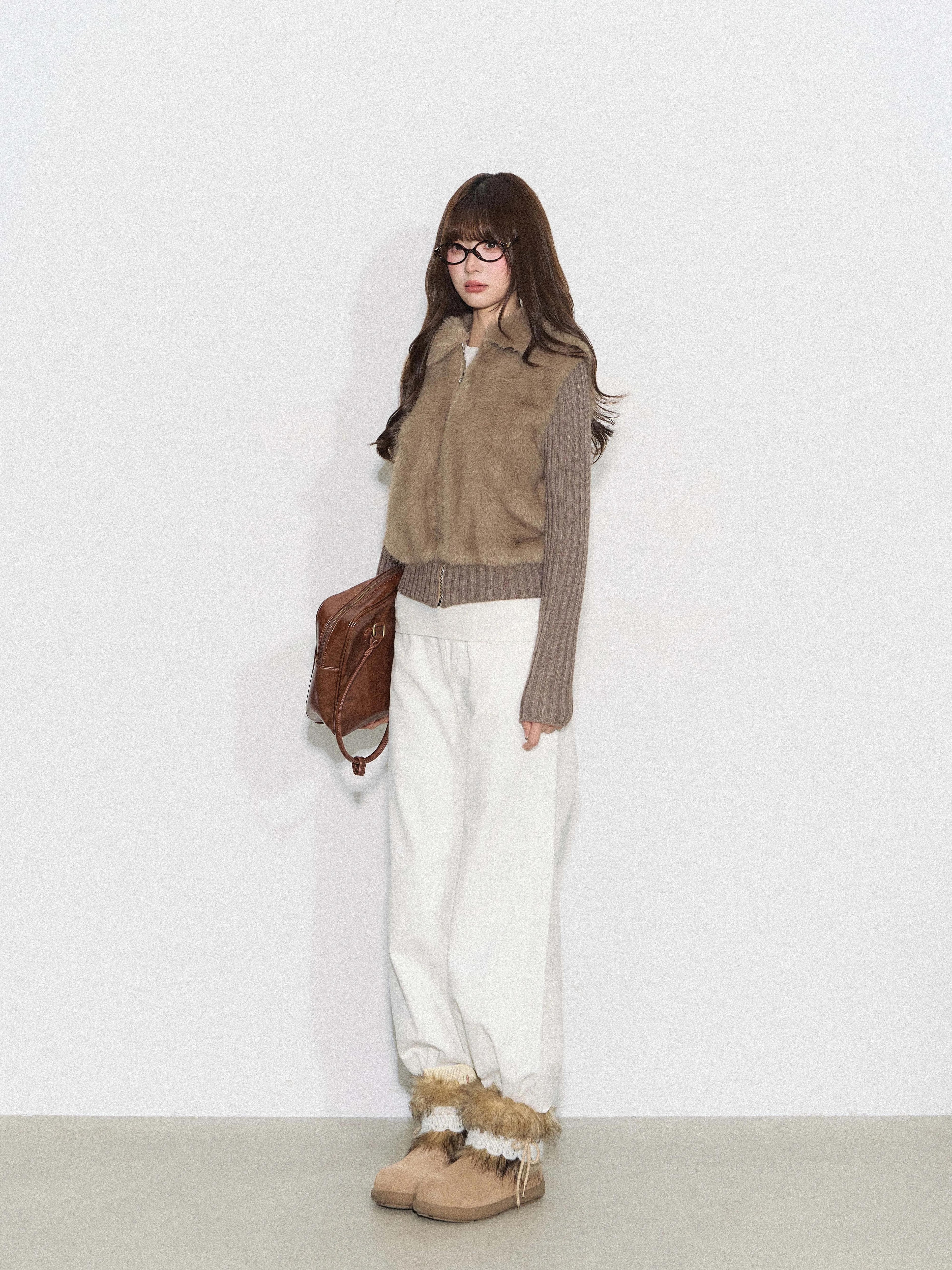 THELIGHT | FURRY SPLICED SHORT COAT【ID:TN00095】