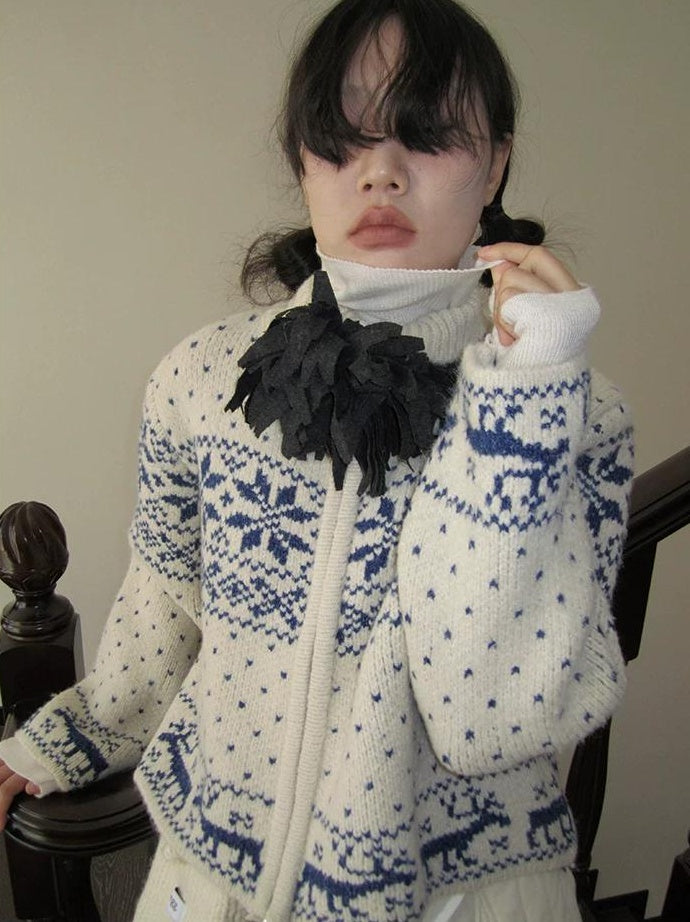 3months |  VINTAGE FAIR ISLE CARDIGAN【ID:TN00030】