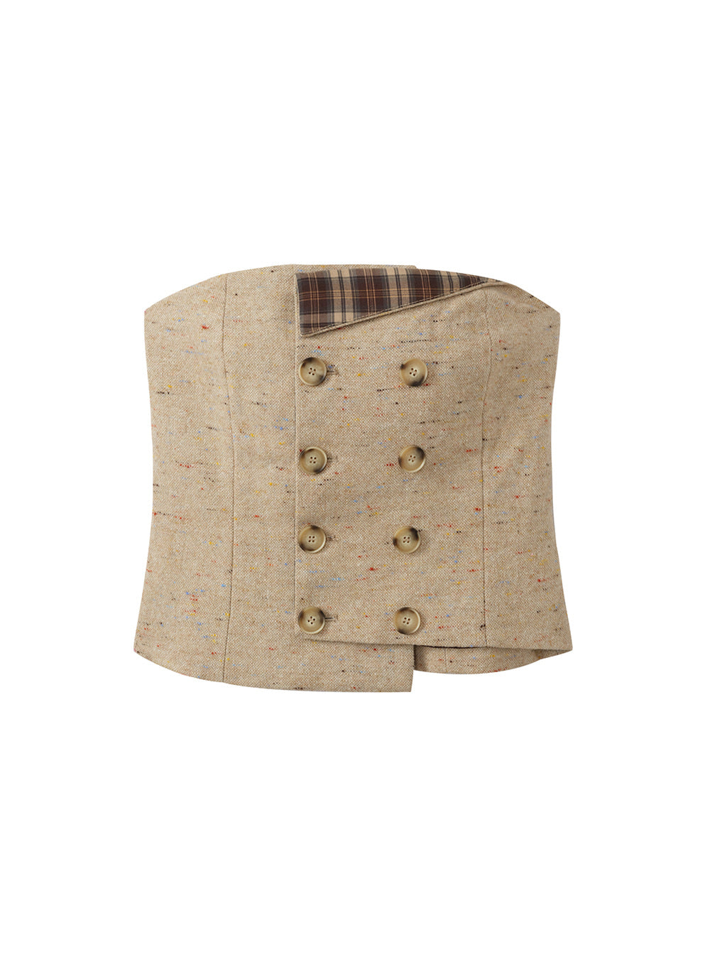 Sandstone Tweed Button Corset Top