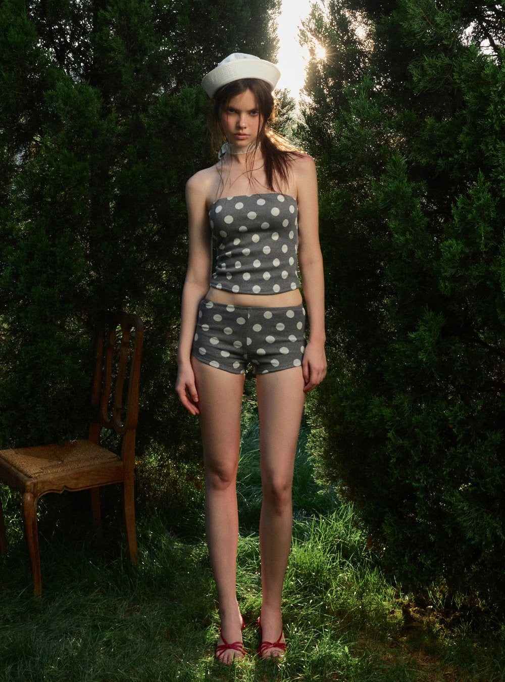 Dot Stretch Tube Top