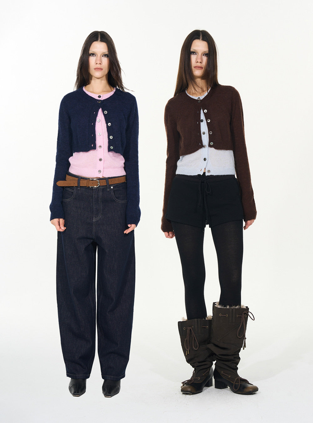Mohair Blend Layered Knit Cardigan (2color)