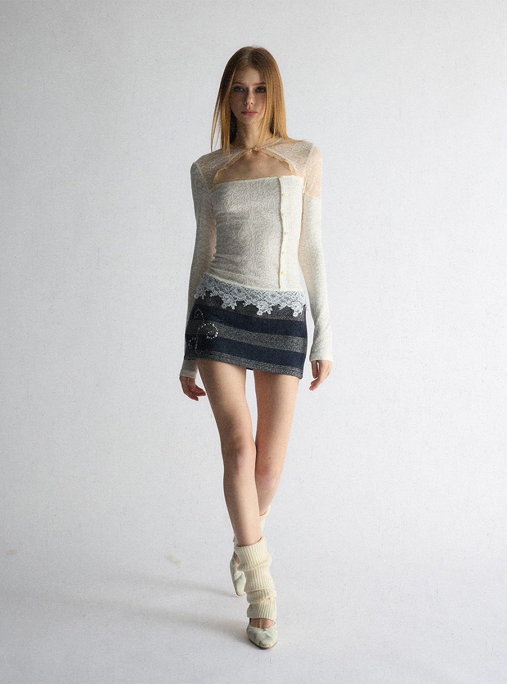 Ivory Lace Patchwork Base Layer Top