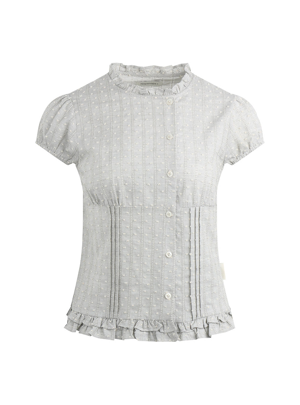 Frill Waist Panel Button Blouse (2color)