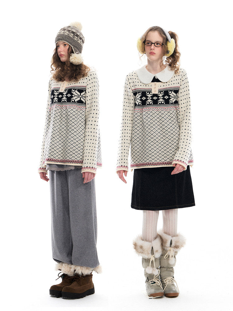 Romance Nanci Fair Isle Jacquard A-Line Knit