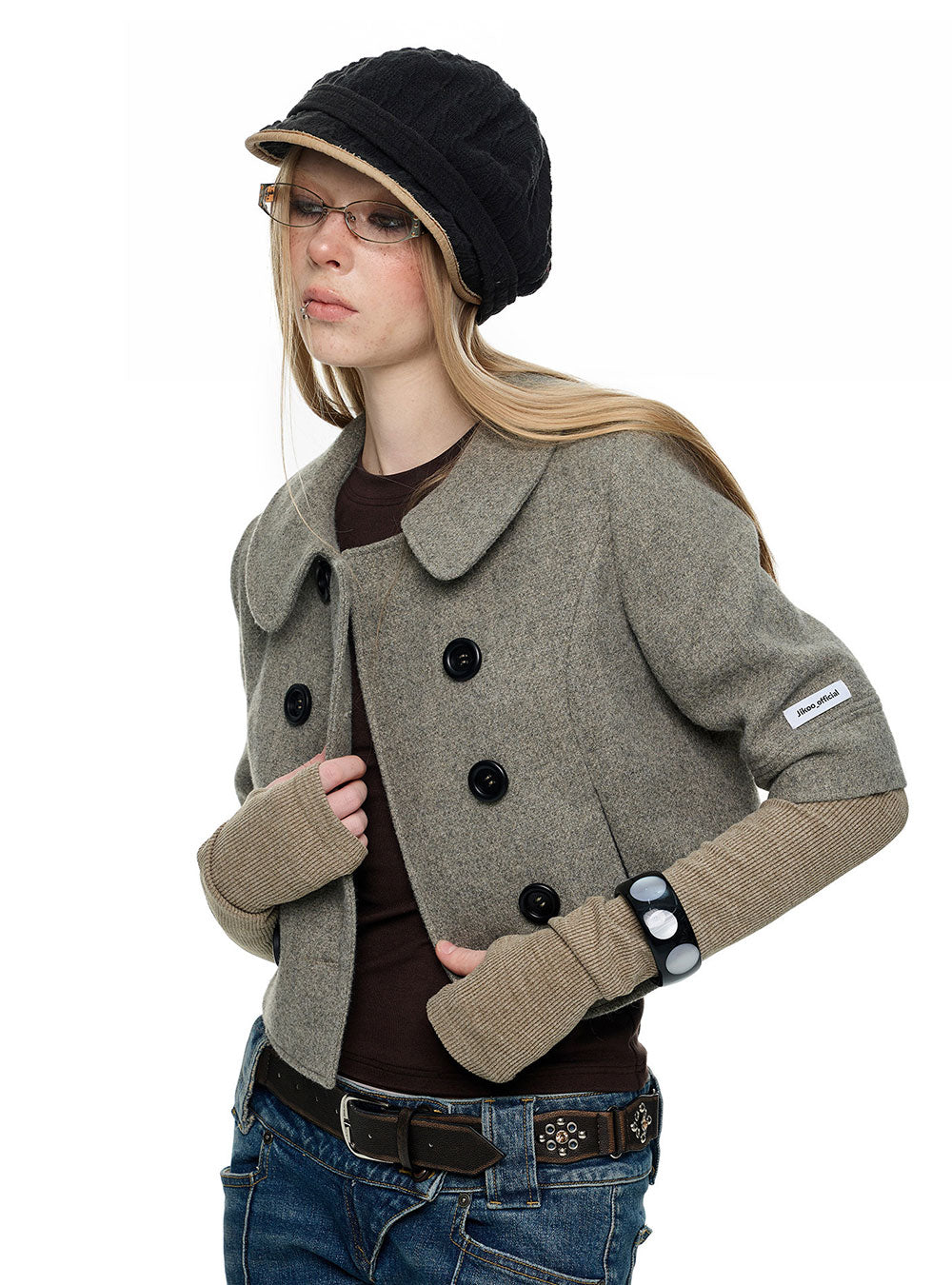 Peter Pan Double Breasted Jacket (2color)