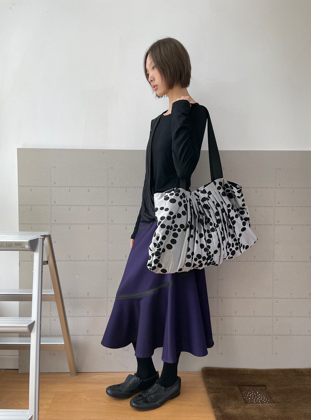 Pleated Dot Layer Tote Bag
