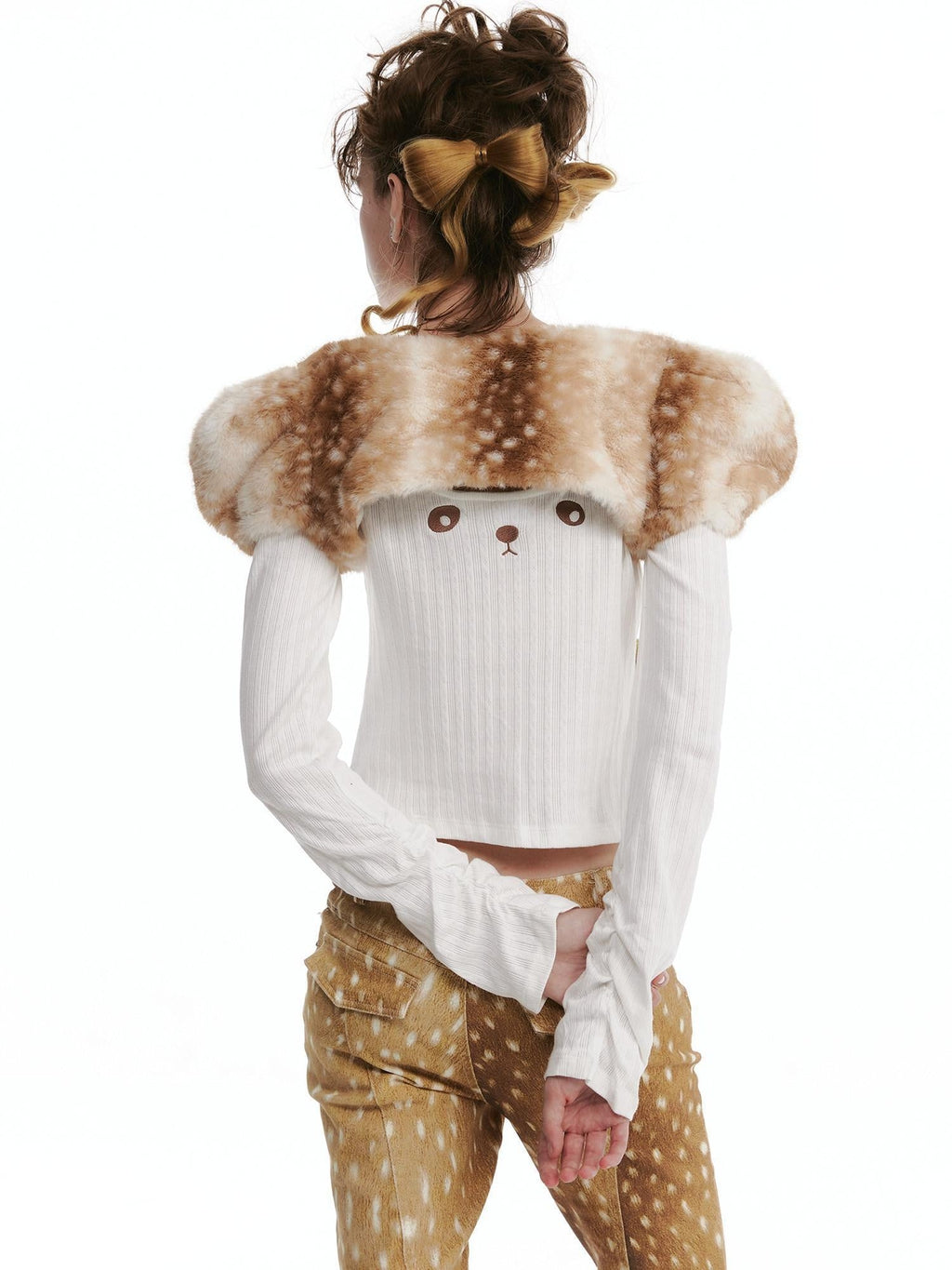 Original Design Cropped Boatneck Open Front Cardigan Women Black Deer Accessories