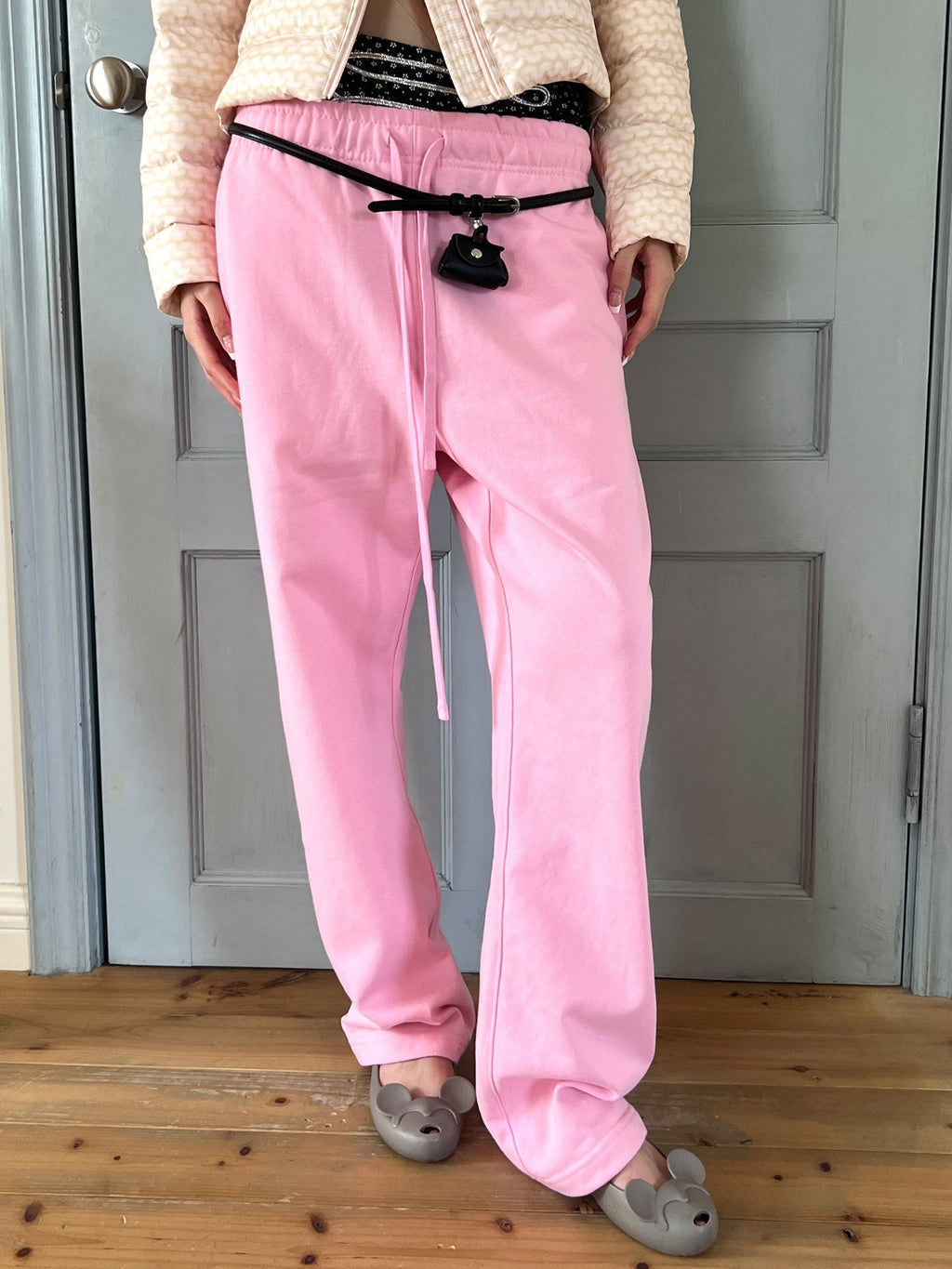 100 Percent Cotton Soft Comfort Casual Natural Waist Unisex Pink Straight Pants