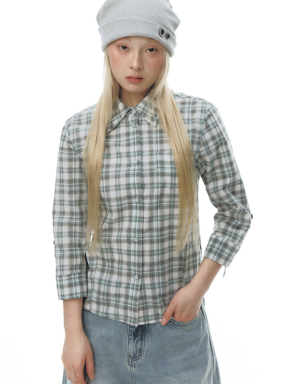 Fresh Mint Green Plaid Shirt
