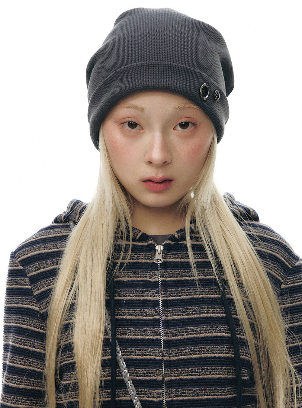 Star Zip Crop Stripe Hoodie