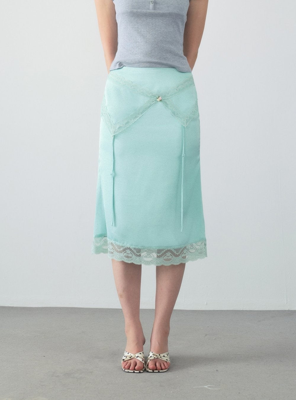 Lace Trim Satin Mermaid Skirt